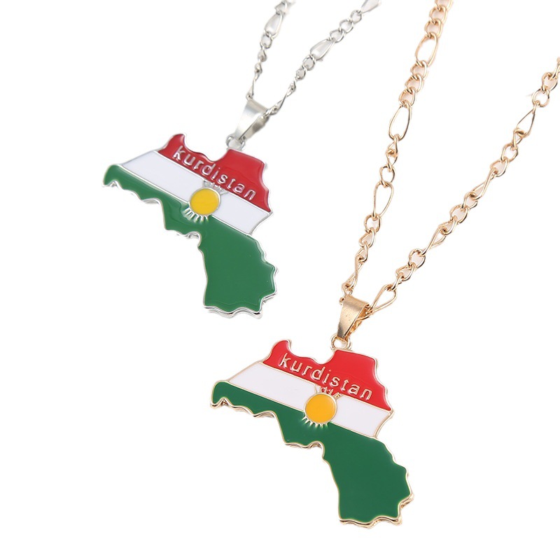 AliExpress Amazon New Kurdistan Zinc Alloy Drop Oil Map Necklace Fashion Men Pendant Wholesale