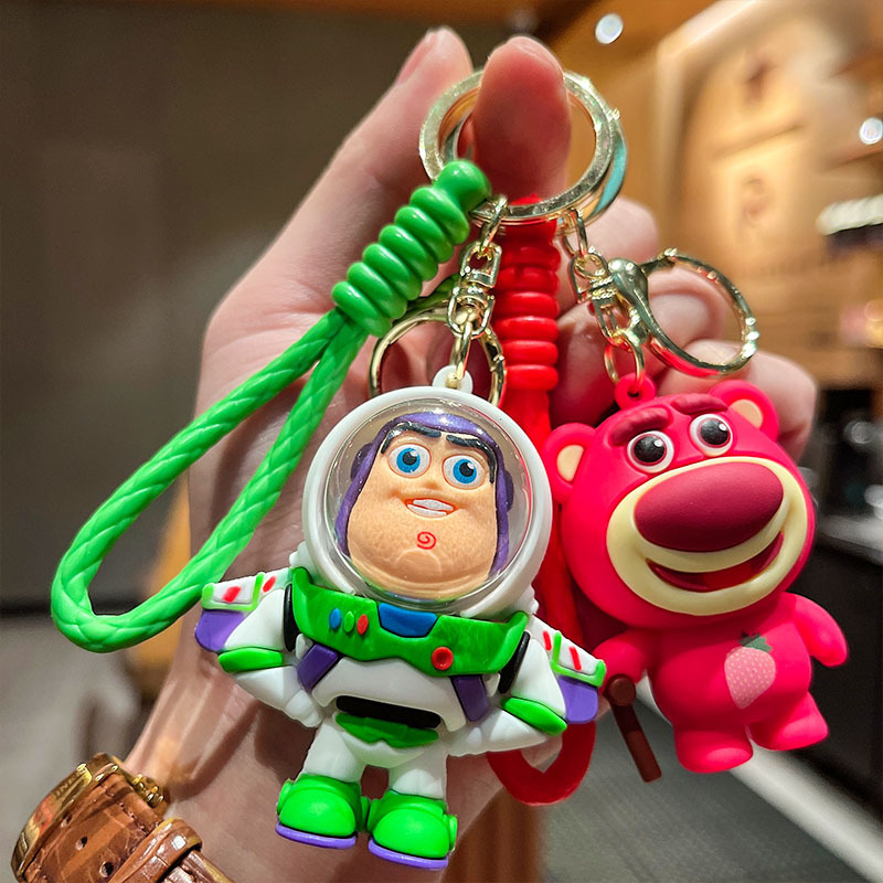 Cute Cartoon Toy Story Buzz Lightyear Keychain Pendant Pendant Car Keychain Push Small Gift