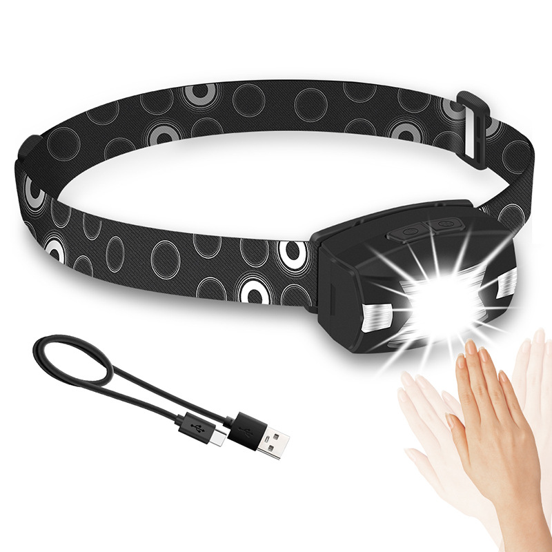 New LED induction headlight USB-C fast charging outdoor waterproof fishing camping running lightweight headlight