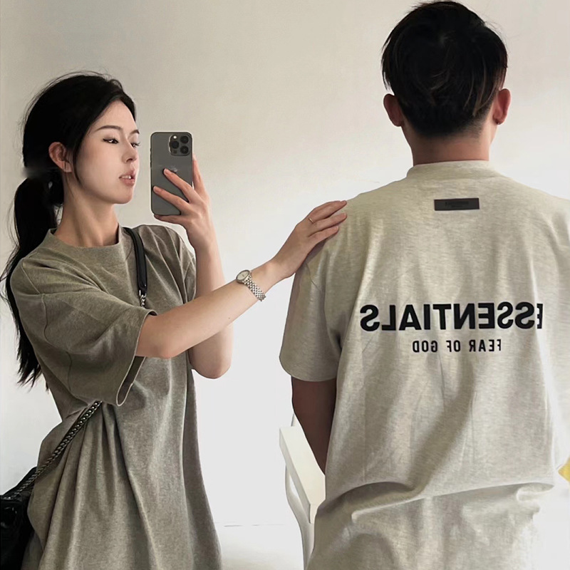 ESSENTIALS short-sleeved T-shirt men's and women's FOG double line SS22 letter printed high street fashion brand loose-fit couple T-shirt
