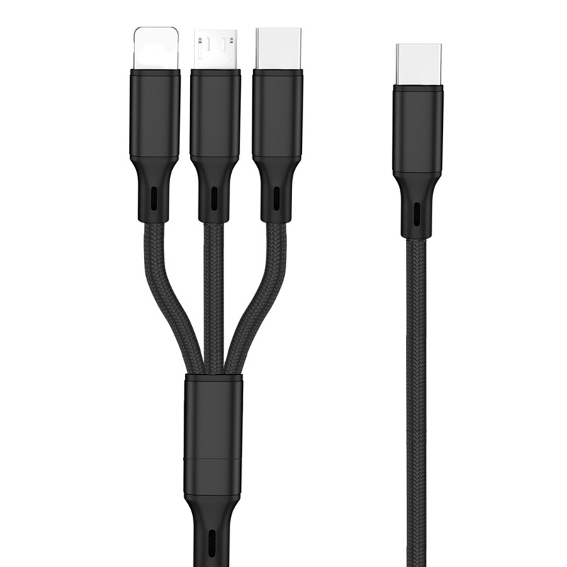 Type C to one-to-three car charging cable for Apple Android Huawei multifunctional 2-in -1 data cable