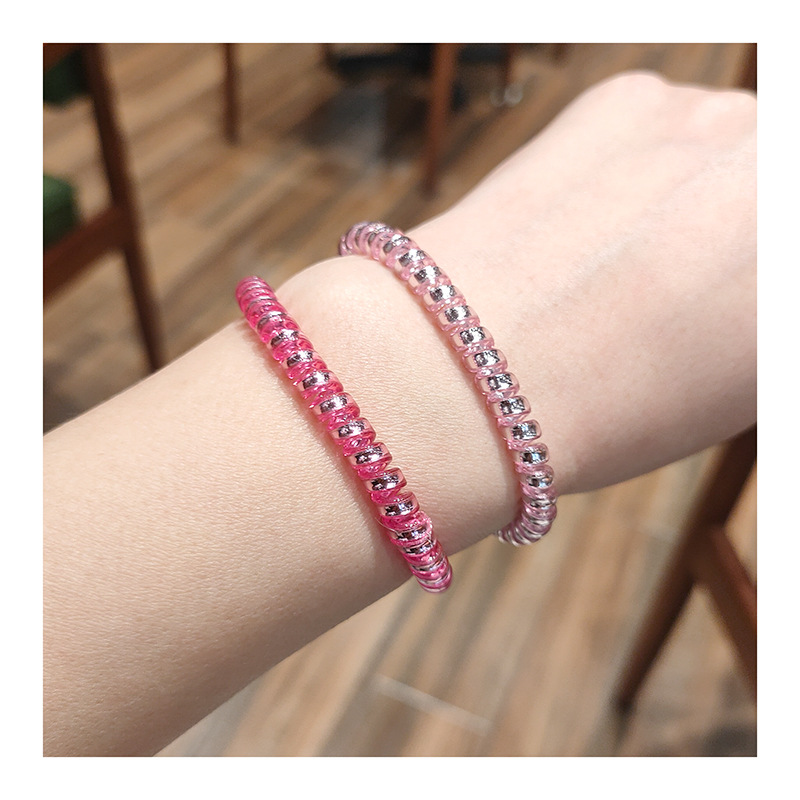 Hot selling Korean style hair accessories gold silver thin telephone line hair band bracelet rubber band 2 yuan shop stall hair tie rope batch