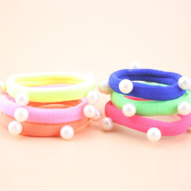 Korean Style Seamless Towel Ring Pearl Headline Korean Style Black High Stretch Hair Strap Hair Ring Headwear Hair Rope