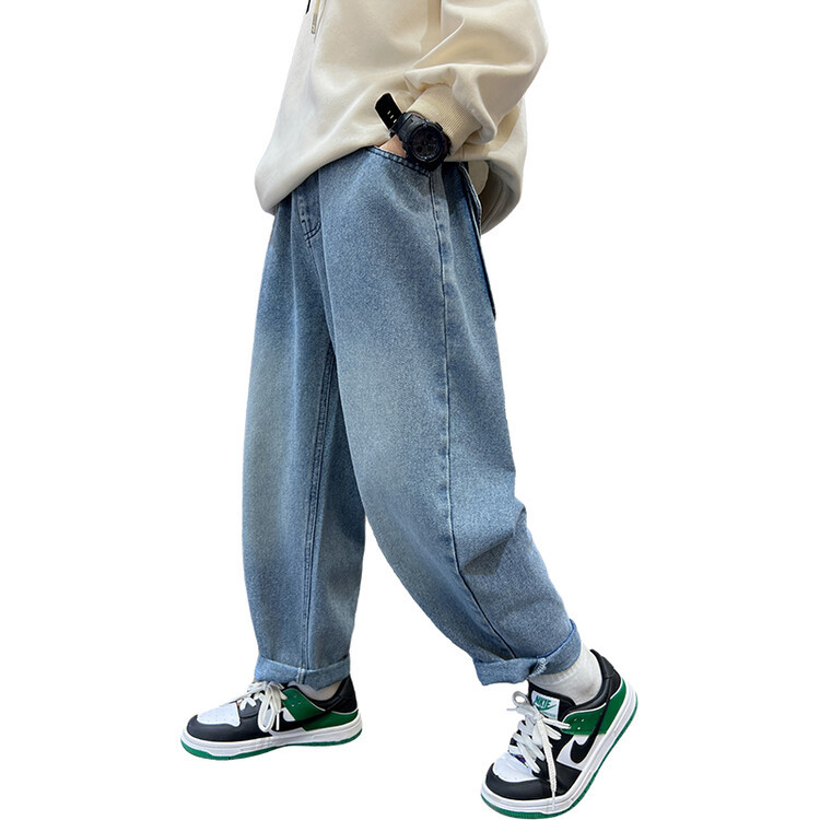 Children's Boys' Pants Spring and Autumn 2024 New Large Children's Spring Jeans Boys Spring Trousers Blow Street