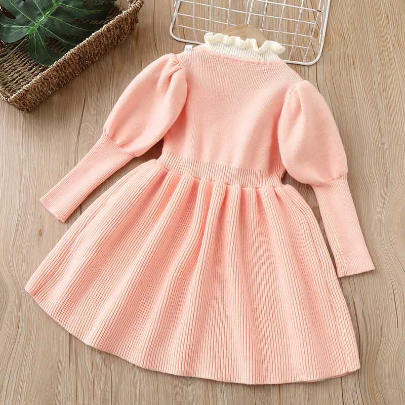 Girls' Sweater Dress Children's Knitted Dress 2022 Autumn and Winter New Arrival Bow Fashion Long Dress Baby Girl Skirt