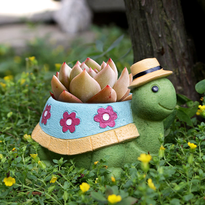 Cartoon succulent flower pot suit combination cute small creative art flower pot home decoration turtle small flower pot decoration
