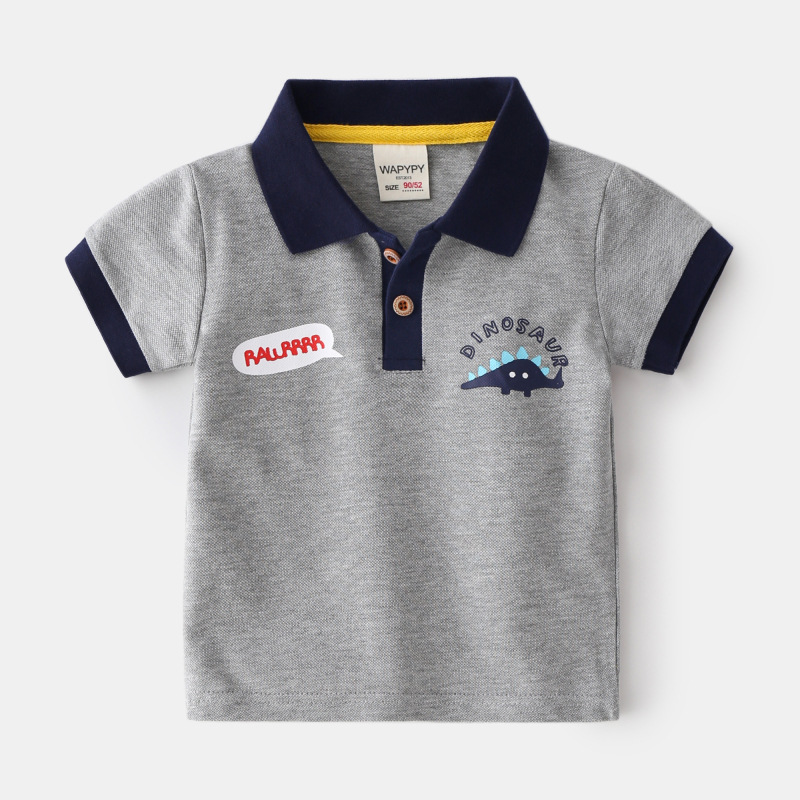 Children's lapel T-shirt 2024 new boys polo shirt short sleeve T-shirt baby Korean summer coat a generation of hair