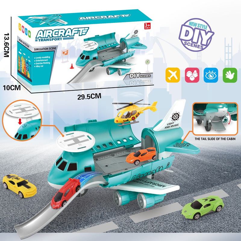 Export Amazon creative engineering car rail car Boys and Girls children parking toy storage aircraft model