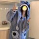 Stitch cartoon couple Net red style pajamas men's and women's autumn and winter coral fleece long nightgown suit men's fleece-lined