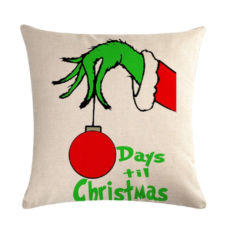 2023 Green Hair Monster Grinch Linen Pillow Case Grinch Home Decorative Sofa Cushion Cover Amazon