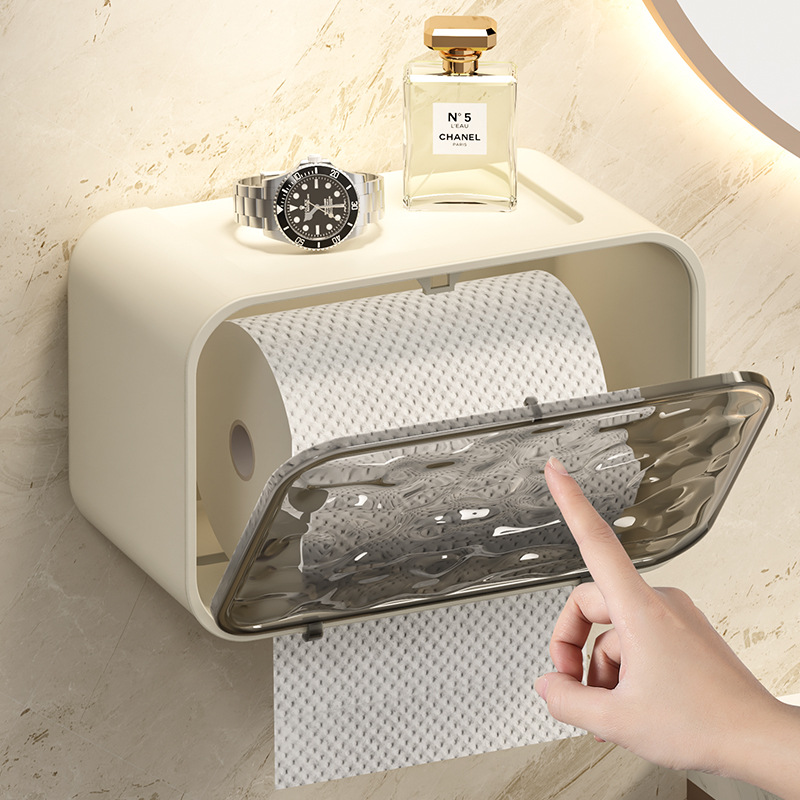 Toilet Paper Box Paper Extraction Box Toilet Tissue Box Punch-free Waterproof Toilet Paper Rack Storage Box