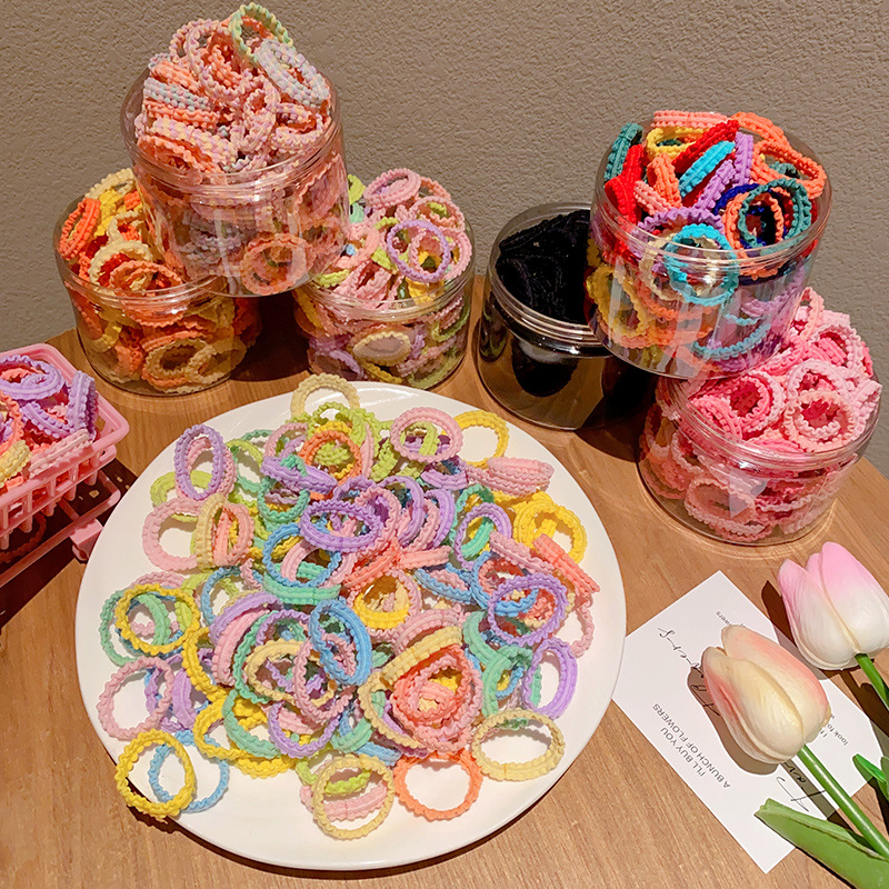 Candy color children's hair band does not hurt hair color lace rubber band head rope baby hair rope hair accessories