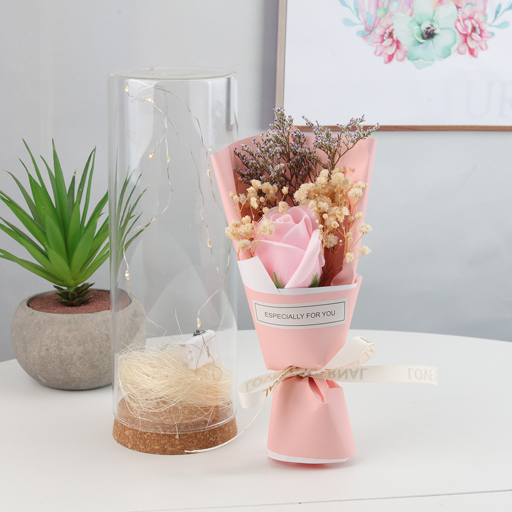 Mother's Day Gifts Sunflower Carnation Glass Wishing Bottle Dried Flower Gestle Rose Bouquet Valentine's Day Gifts
