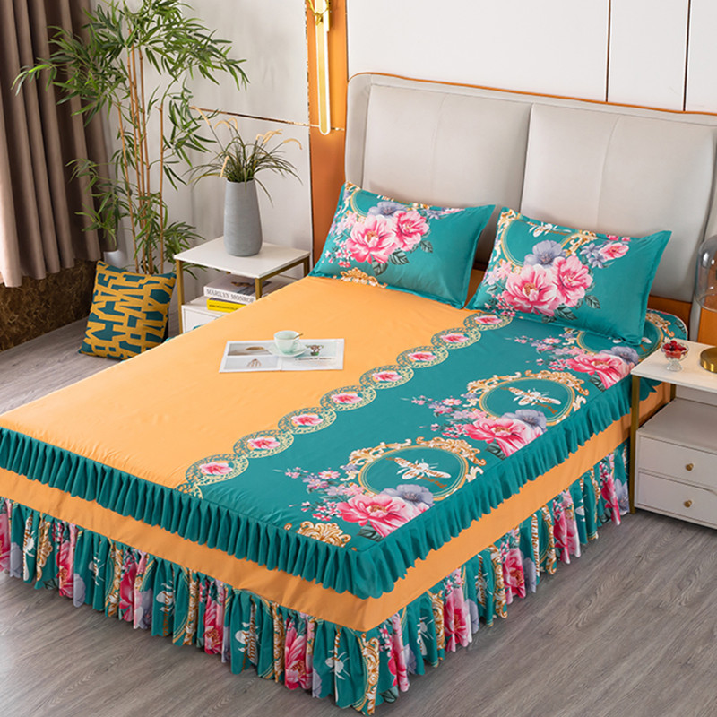 Korean Bed Skirt Bed Cover Single Princess Style Bed Skirt Bed Cover Bed Cover Can't Shrink and Ball Simple Double 1.8 M