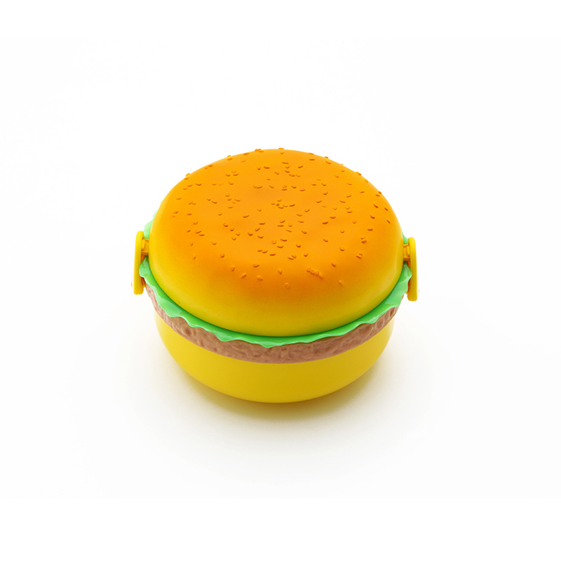 Cross-border cute double-layer hamburger insulated lunch box 304 food grade student children lunch box microwave lunch box
