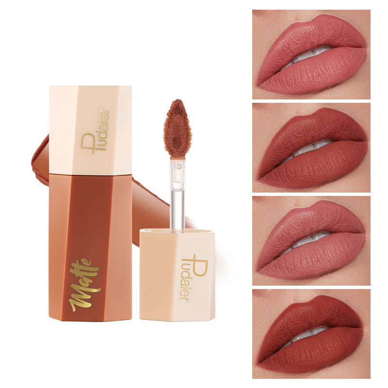 Cross-border Pudaier14 color matte lipstick velvet non-stick cup lip gloss lip gloss European and American lip glaze lipstick wholesale