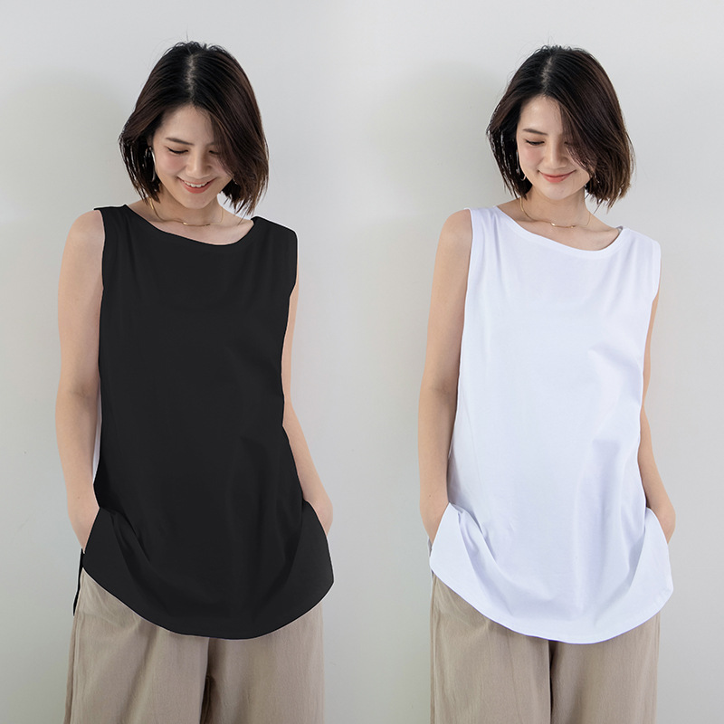 Spring, autumn and summer casual youth white suit collarless in stock inner vest plus size Japanese arc loose