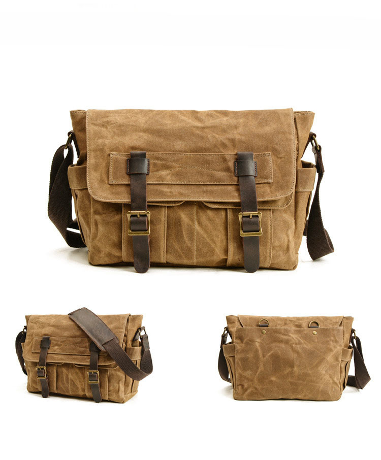 Borsa da uomo in tela cerata e olio, in pelle, con cuciture, retrò, a tracolla, da uomo, borsa a tracolla per computer, alla moda europea e americana_voghion.com