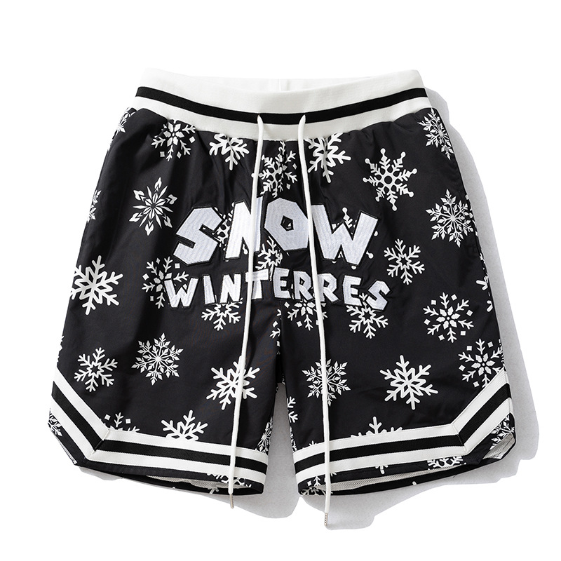 American Basketball Sports Shorts National Trendy Cashew Flower High Street American Wear Trendy Brand Four-point but Knee Men's Pants