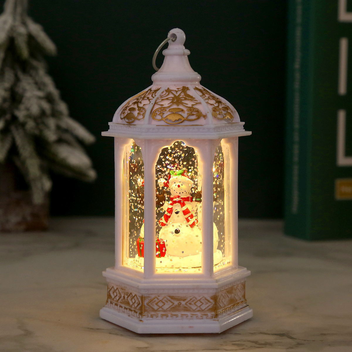 Christmas decorations Christmas gift night light Santa Claus hexagonal wind light for girlfriend water injection Christmas gift