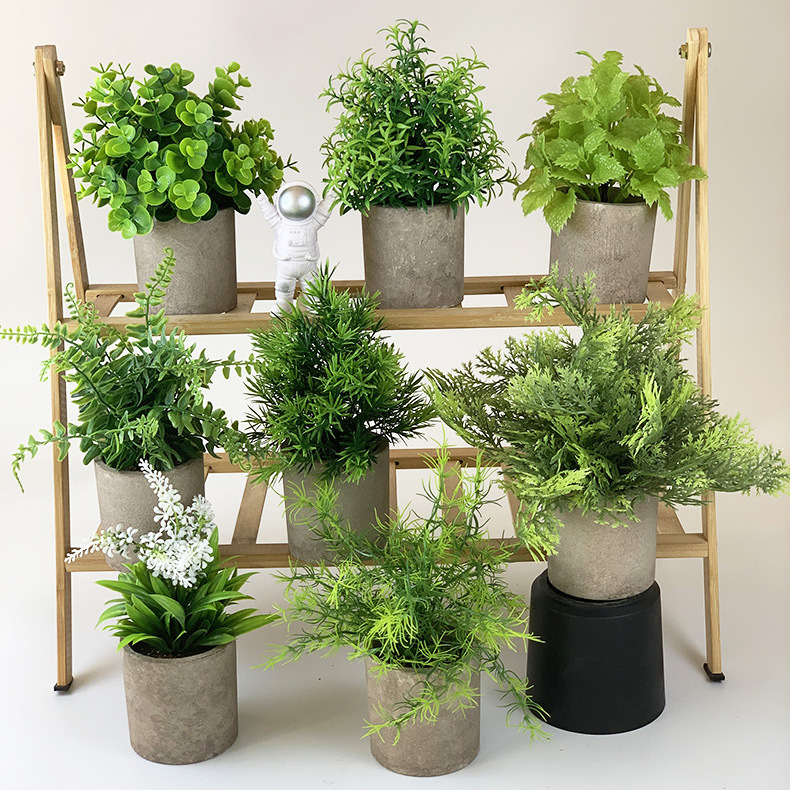 Amazon cross-border small potted plant simulation green plant Nordic style home decoration desktop ornaments mini plant bonsai