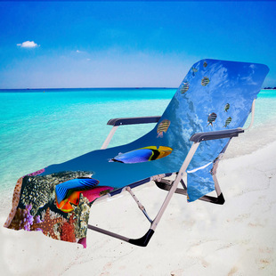 New microfiber beach chair cover recliner towel beach towel bag 3D digital printing a marine series