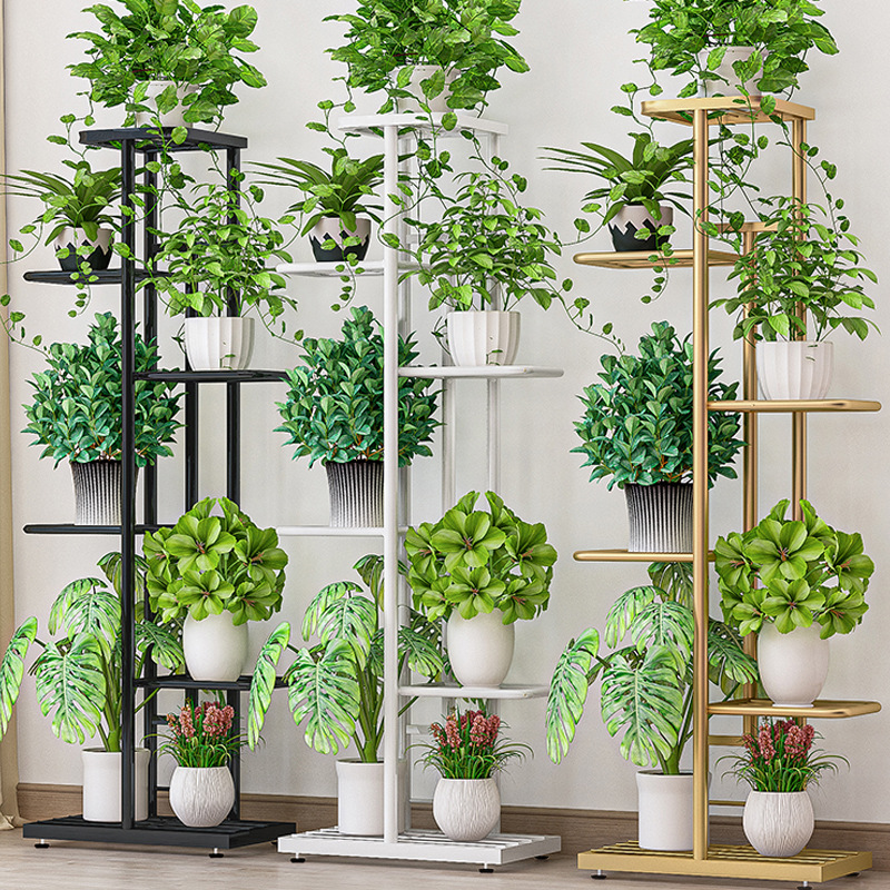 Simple iron floor Nordic indoor outdoor home living room flower pot multi-layer green radish succulent storage balcony flower stand