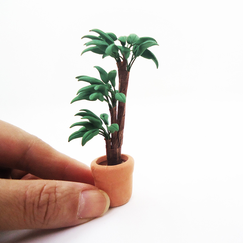 1:12 dollhouse accessories dollhouse mini clay flower indoor plant brazilwood green plant pot model