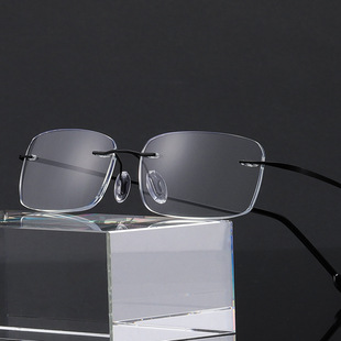 New titanium alloy anti-blue light frameless elastic memory leg without hinge reading HD reading glasses wholesale 1289