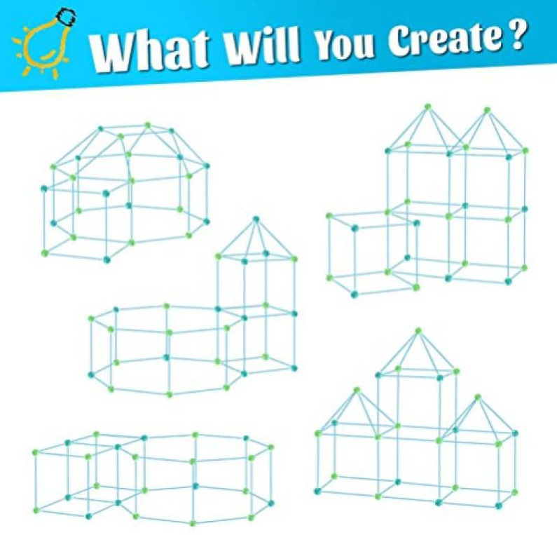 Cross-border Amazon Children's Beads Plugging Construction Tent Assembly Castle House Educational Luminous Creative Toys