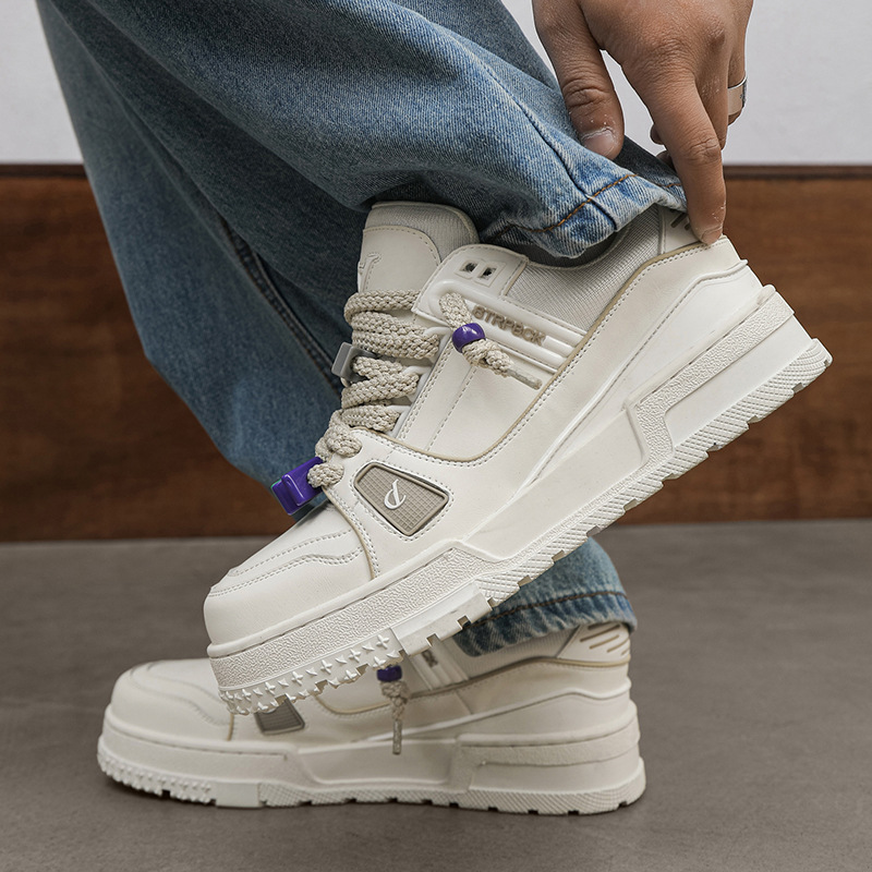 2023 spring and summer niche bread shoes men's shoes New thick-soled couple shoes White shoes street style trendy shoes casual board