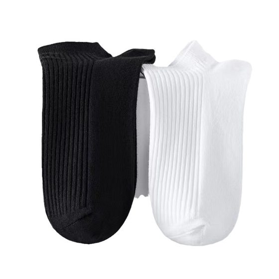 Socks men and women black and white solid color deodorant sweat-absorbent socks shallow mouth low side breathable white socks
