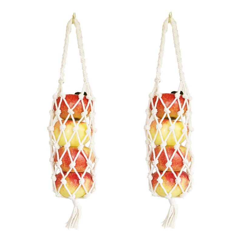 Kitchen supplies cotton rope woven fruit hammock Nordic style ins vegetable and fruit hanging basket vegetable net bag sundries storage bag