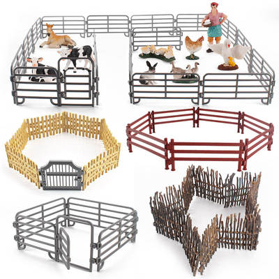 Cross-border simulation farm ranch fence decoration model static small fence fence plastic toy set