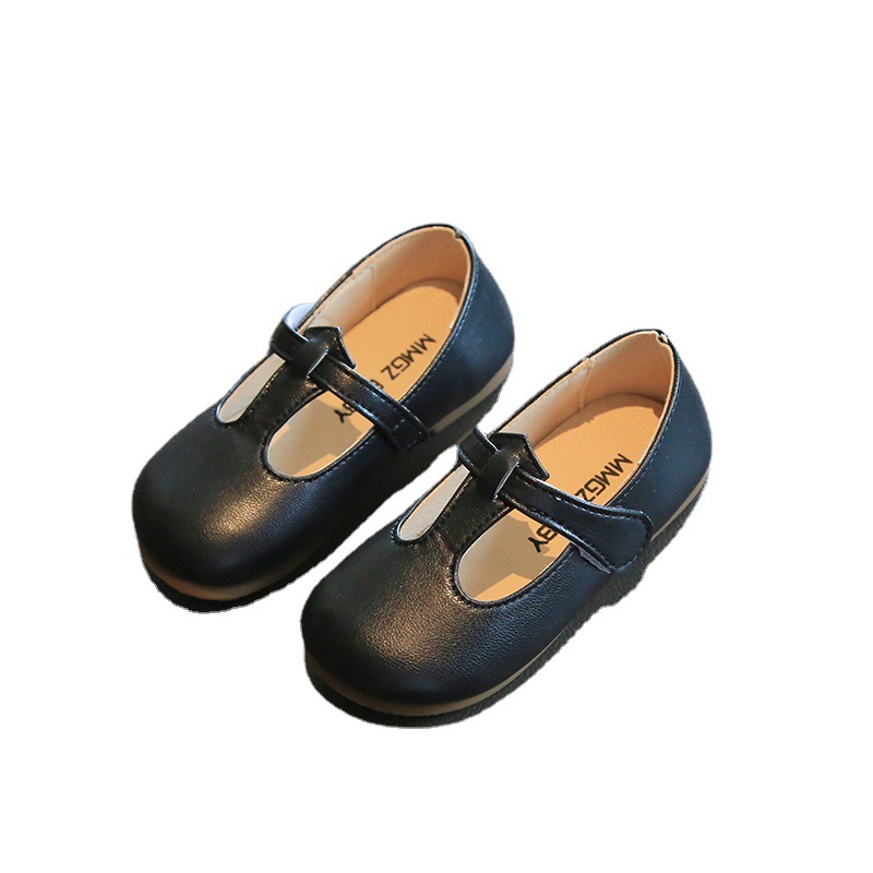 Children's Leather Shoes 2023 Spring New Female Baby Princess Shoes Soft Bottom Velcro British Style Casual Girls Shoes
