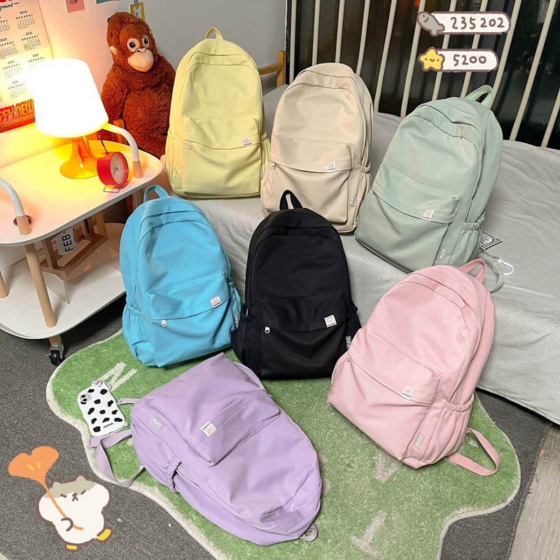 ins Japanese Style Girl Schoolbag Female Korean Style Junior High School Student Cute Solid Color Backpack High School Student Large Capacity Backpack