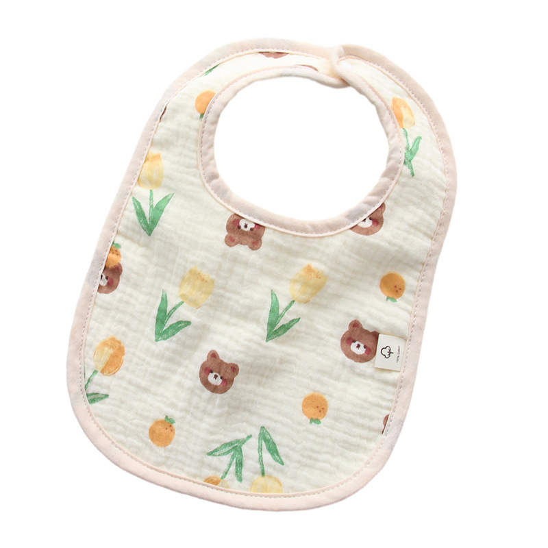 Baby saliva towel for boys and girls six layers of gauze U-shaped newborn bib rice bag absorbent snap button children's bib