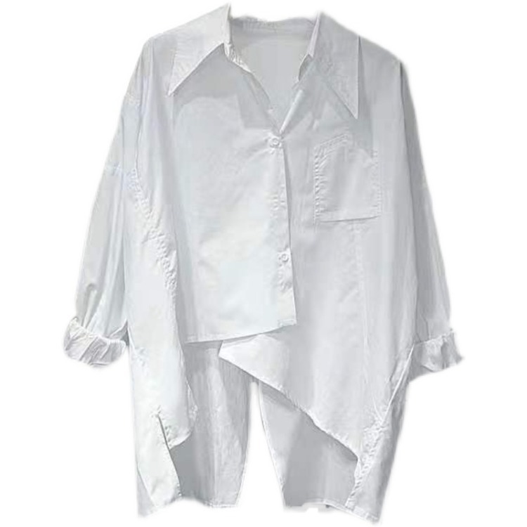 South Korea Dongdaemun 2024 Spring and Autumn New Korean style thin loose back split long sleeve irregular shirt for women