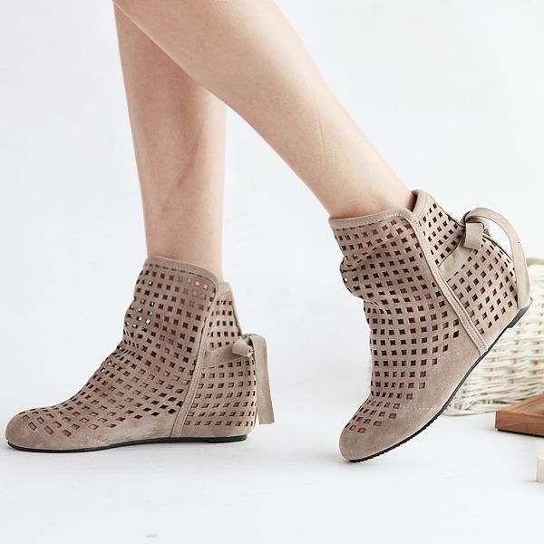 40-43 European station Foreign trade Amazon hollow bow low heel round head women's short boots sandals hole shoes G96