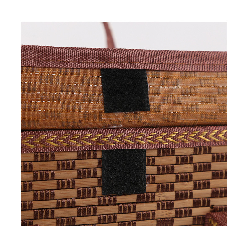 Classic Gift Bag Rectangular Brown Carbonized Zongzi Moon Cake Snacks Bamboo Basket Bamboo Packaging Bamboo Basket Creative