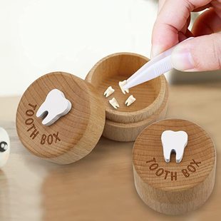 Modern Simple Baby Deciduous Teeth Box Children's Teeth Collection Commemorative Box for Fetal Hair Umbilical Cord Preservation Wooden Box