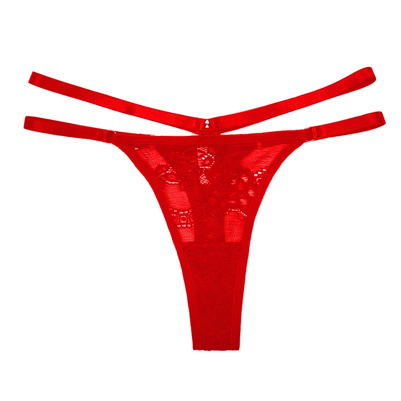 Factory direct transparent temptation large size lace thong European and American size SL code hollow ladies underwear wholesale