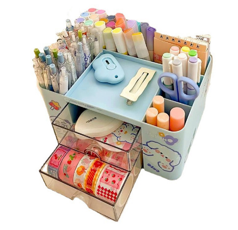 Pen Container Storage Box Cute Children and Girls Primary School Students Desktop Stationery Storage Box Multi-functional Large Capacity Pen Box