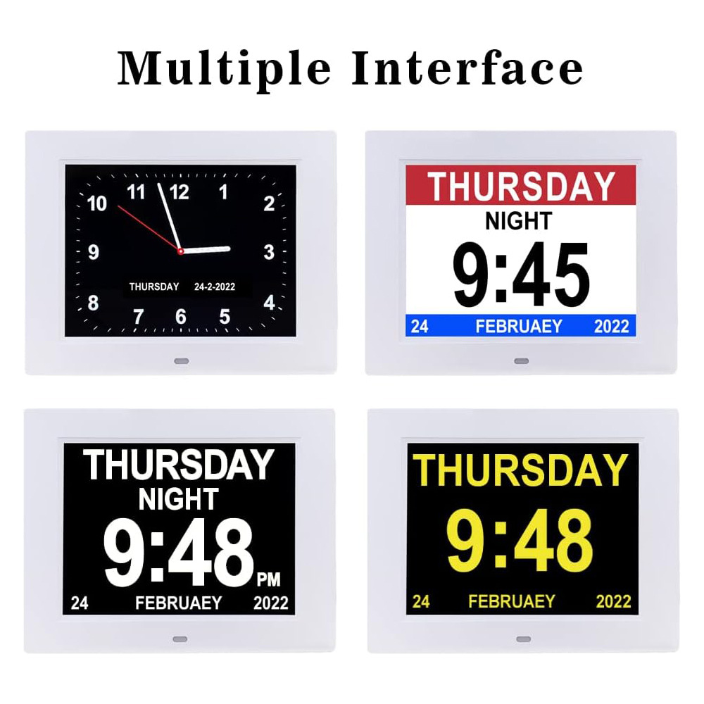 Cross-border hot sale 8 inch LED digital clock electronic desk calendar photo frame large font clock machine intelligent alarm clock for the elderly