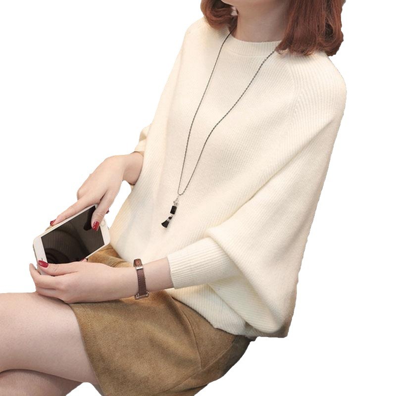 2023 autumn and winter New Korean style batwing sleeve loose sweater women's coat cross-border solid color sweater pullover women's top