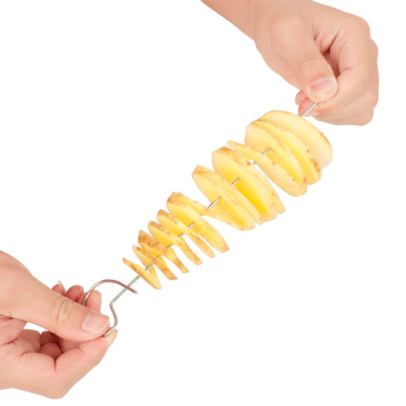 cyclone potato slicer barbecue potato tower hand-cranking slicer vegetable spiral slicer string hand potato cutter_voghion.com