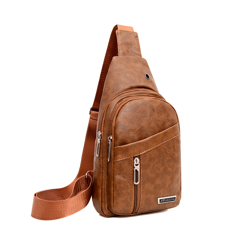 New Men's and Women's Anti-theft Chest Bag Casual Retro pu Shoulder Bag Men's Outdoor Riding Sports Crossbody Bag