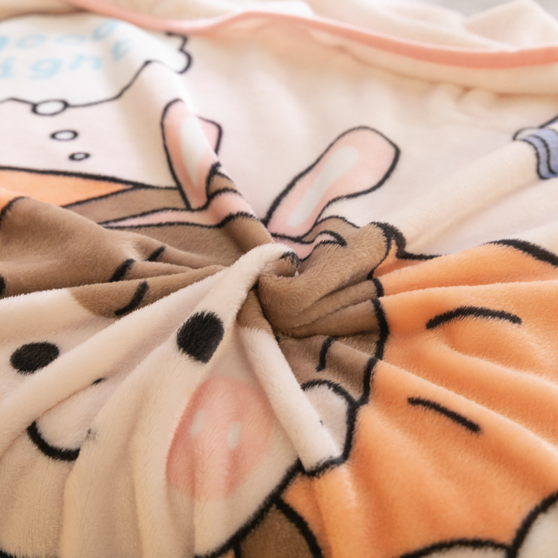 Flannel single-layer children's blanket cartoon flower summer air conditioning kindergarten nap blanket