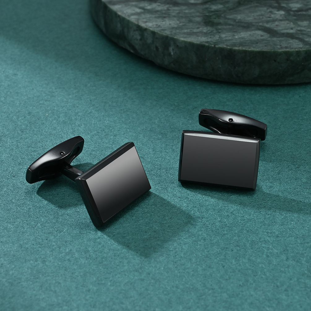 New Fashion Simple Square Beveled Brushed Men's High-end Suit Cufflinks French Business Collar Links Cufflinks Set