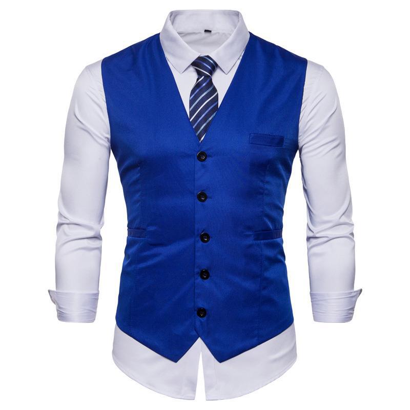 Foreign Trade 2023 New Men's Fashion Business Suit Vest European Size Trend Solid Color Casual Single-breasted Vest for Men